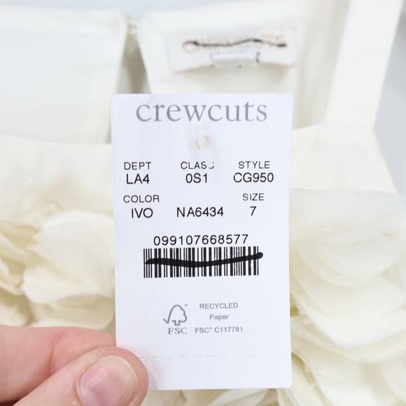 J.Crew Crewcuts Collection Floral Applique Midi Dress Sateen Cotton Ivory 7 NWT - Picture 4 of 7